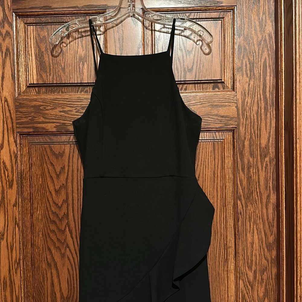 Lulus black ruffle wrap style dress Large - Picture 2 of 6